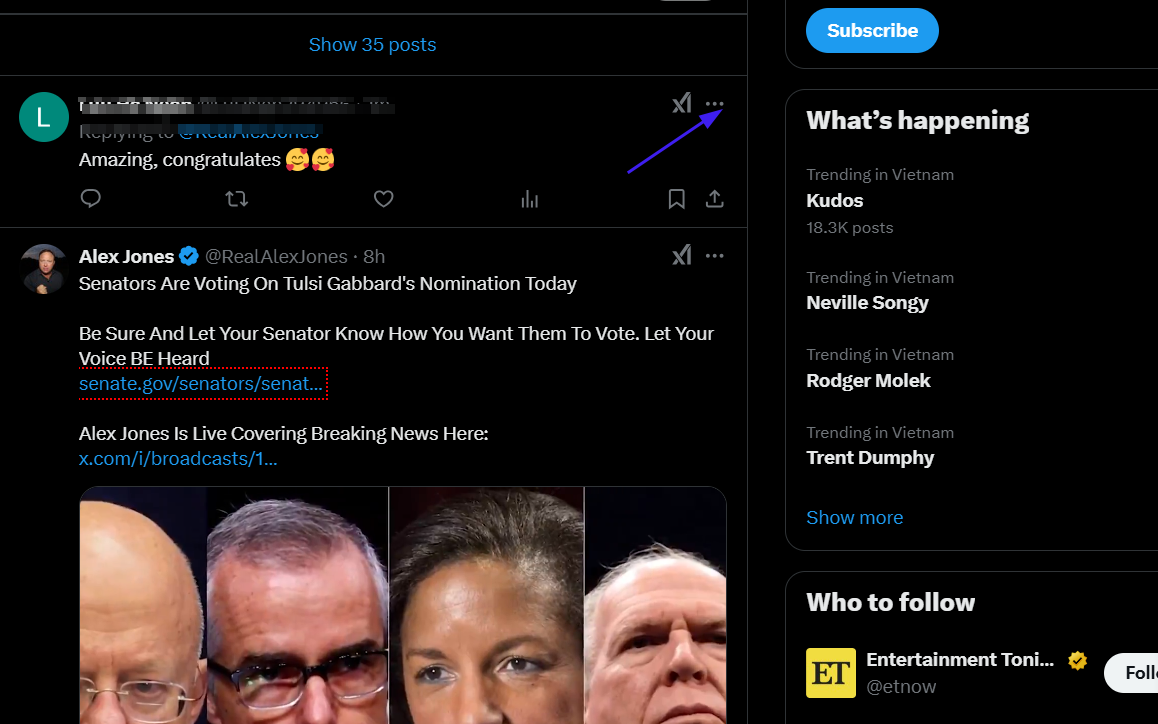 Tap on the three dots (⋯) in the top-right corner of your reply